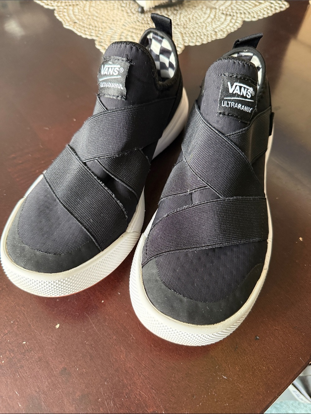Vans Ultrarange Slip-On Sneakers - Black with White Sole